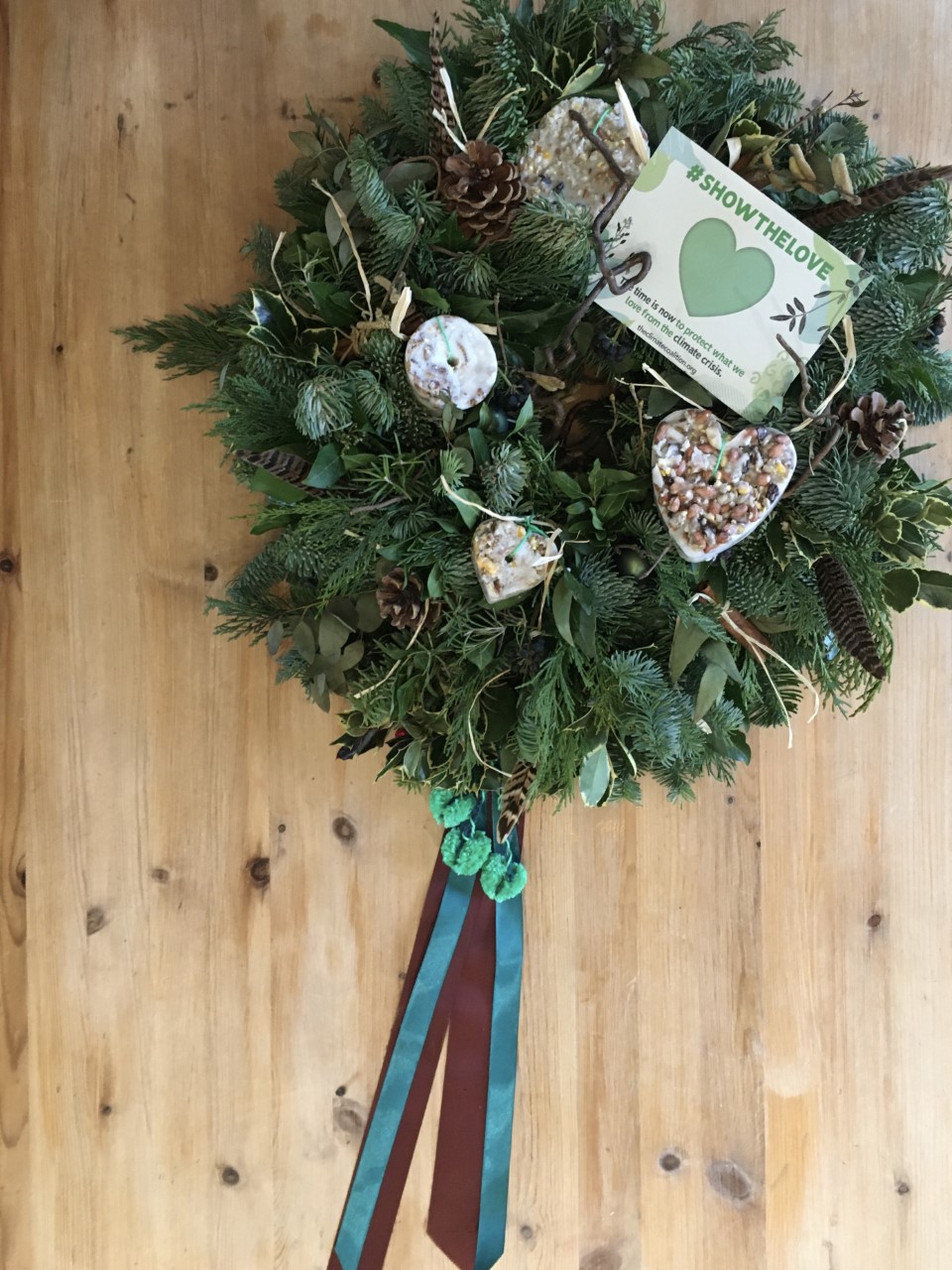 Green heart bouquet with bird food for #showthelove 21.02 Green heart bouquet
