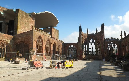 Coventry Cathedral showing parts of the old Cathedral and restoration