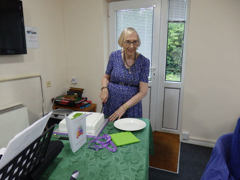 President cutting centenary cake