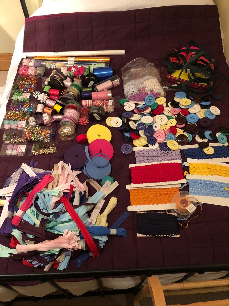 Craft materials spread across a table