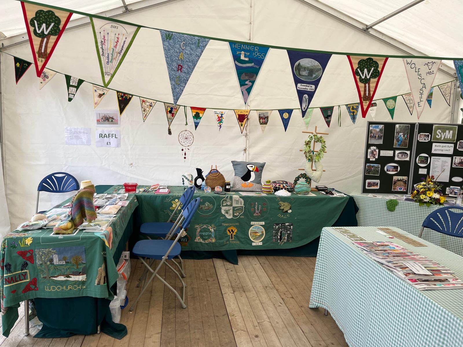 The WI Stand with bunting above the table
