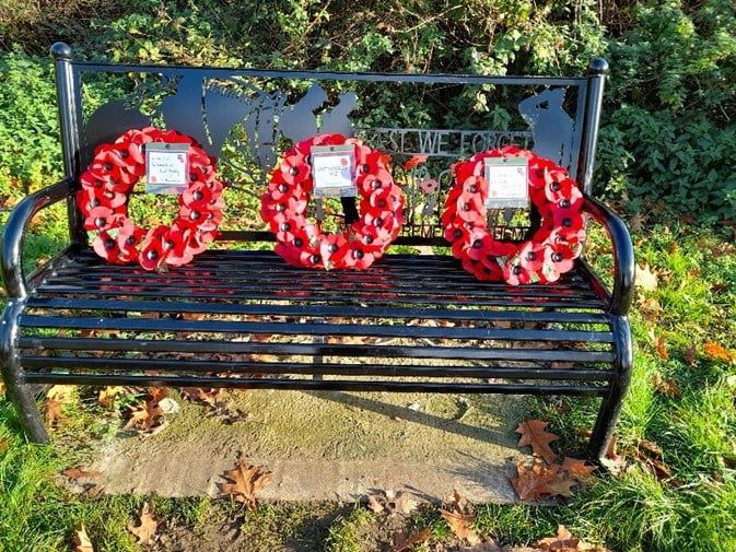 Wreaths on Memorial Bench Memorial Bench