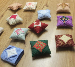 cathedral patchwork pincushions