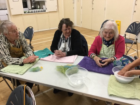 Members have a go at  Wet Felting