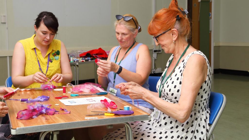 Members crafting at a WI Meeting