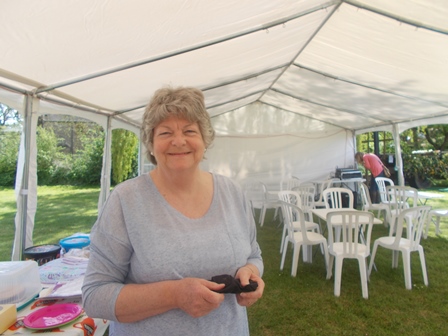 Julia, setting up the WI tea tent