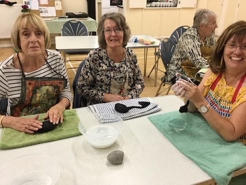 Members have a go at  Wet Felting