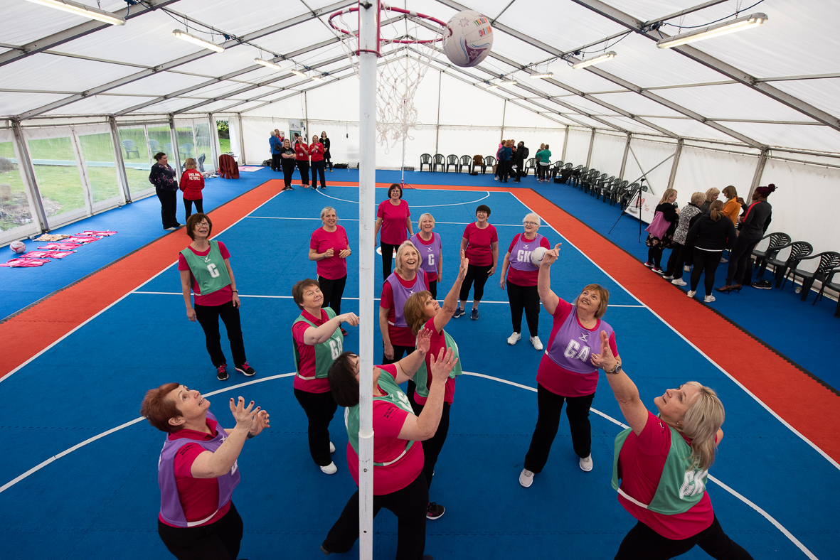 A court where WI members play walking netball from above