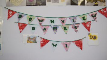 A banner at a meeting of Downview Dames WI
