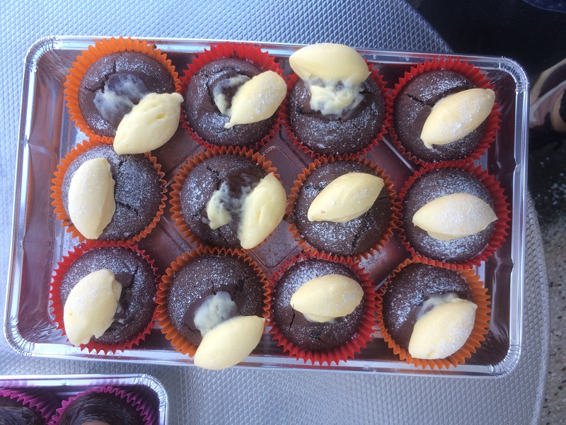 Chocolate muffins in a tray