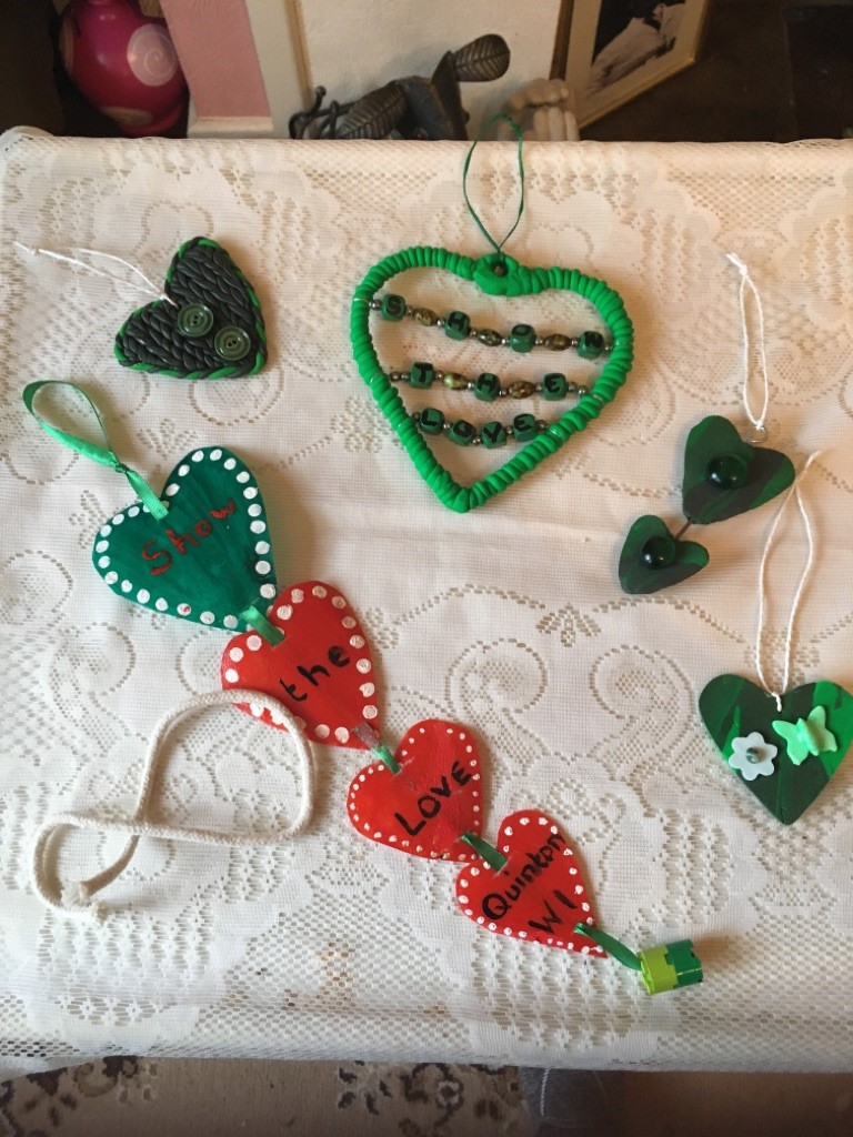 Hearts made out of plastic and clay