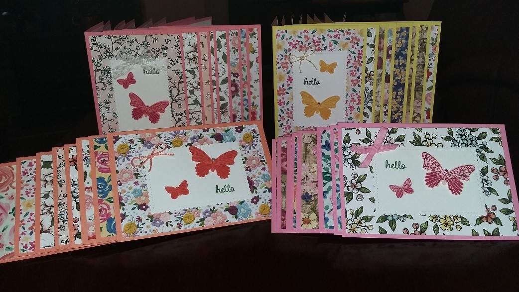 Cards decorated with butterflies and flowers