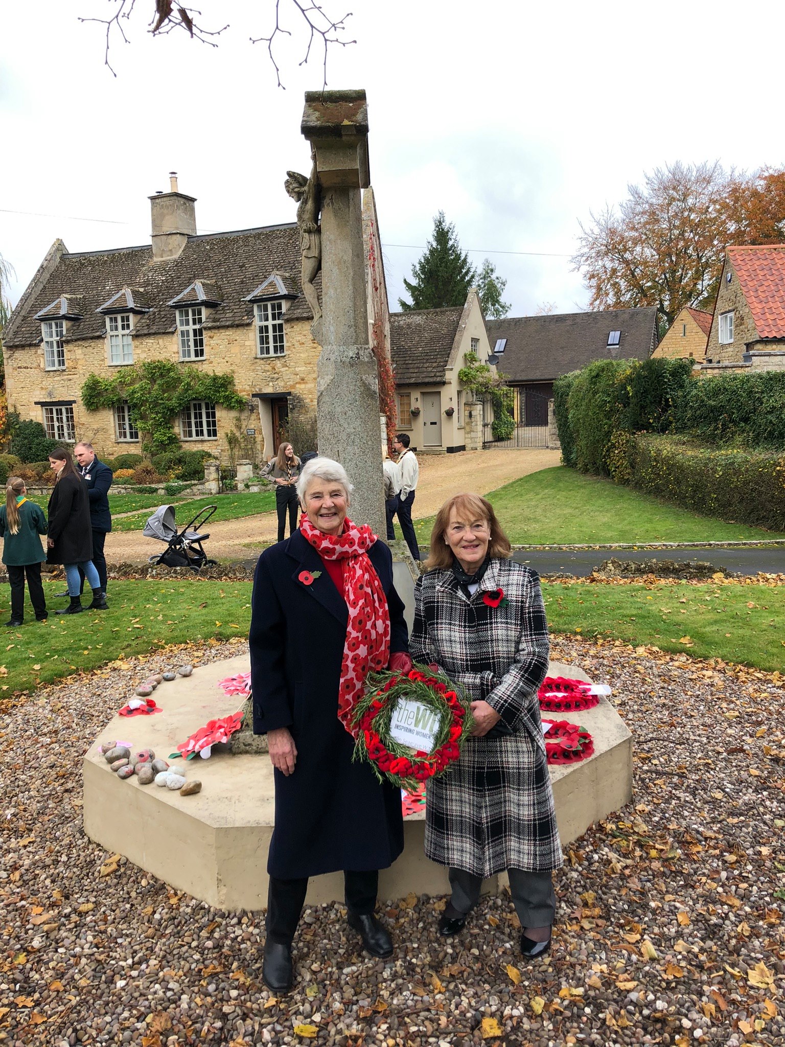 Laying wreath at Barton Seagrave War Memorial