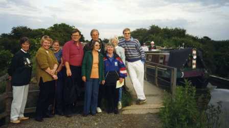 Walking group by Grand Union Canal, south of Stoke Bruerne (c1996)