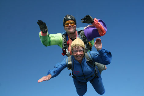 Lynda Beck, County Chairman, sky diving and raising lots of sponsorship monies