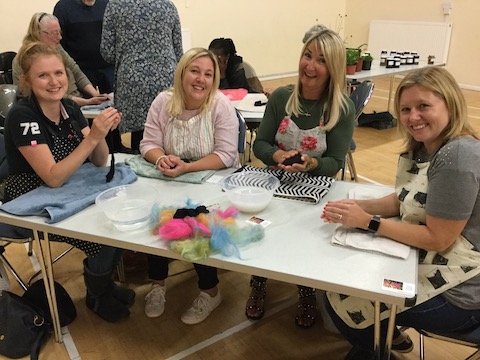 Members have a go at  Wet Felting
