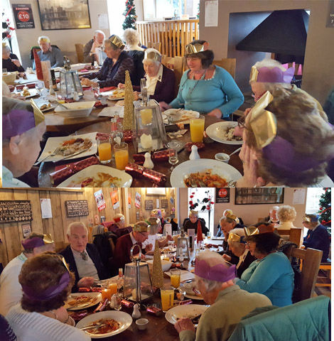 This is a lovely picture of ladies and their partners enjoying their Christmas lunch at the Halfway Inn Aylesbeare