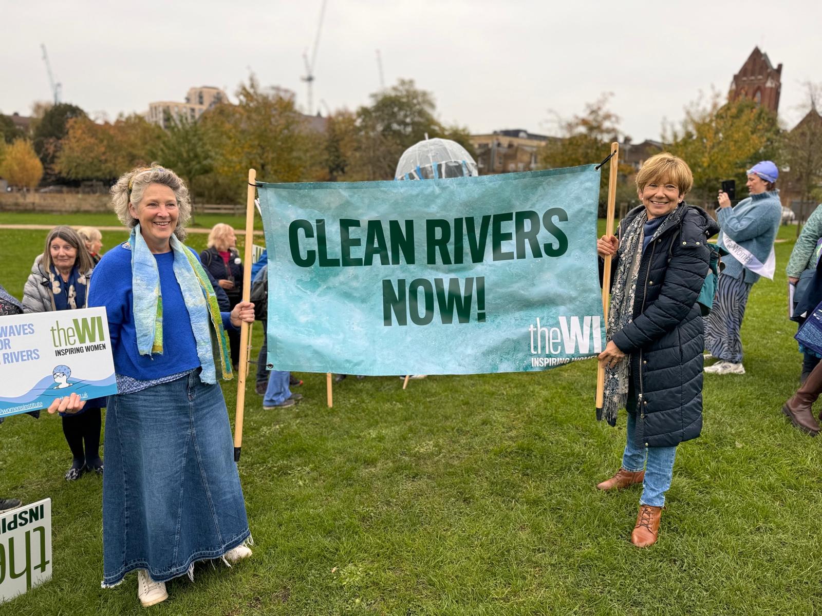 Holding banner before the March